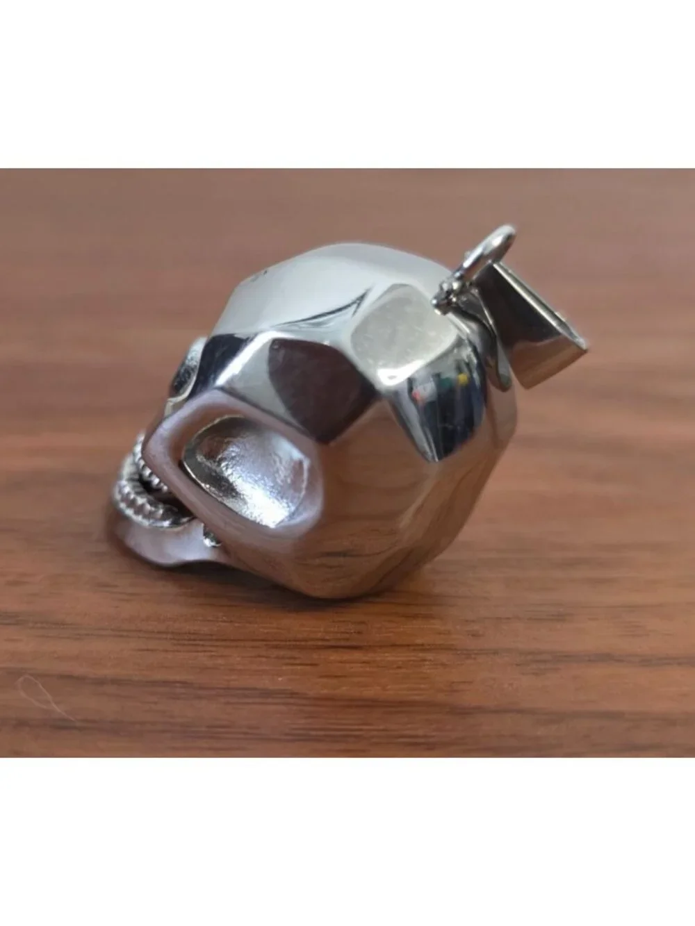 BLACKJACK Men's Stainless Steel Skull Pendant w/ Black Cubic Zirconia Eyes